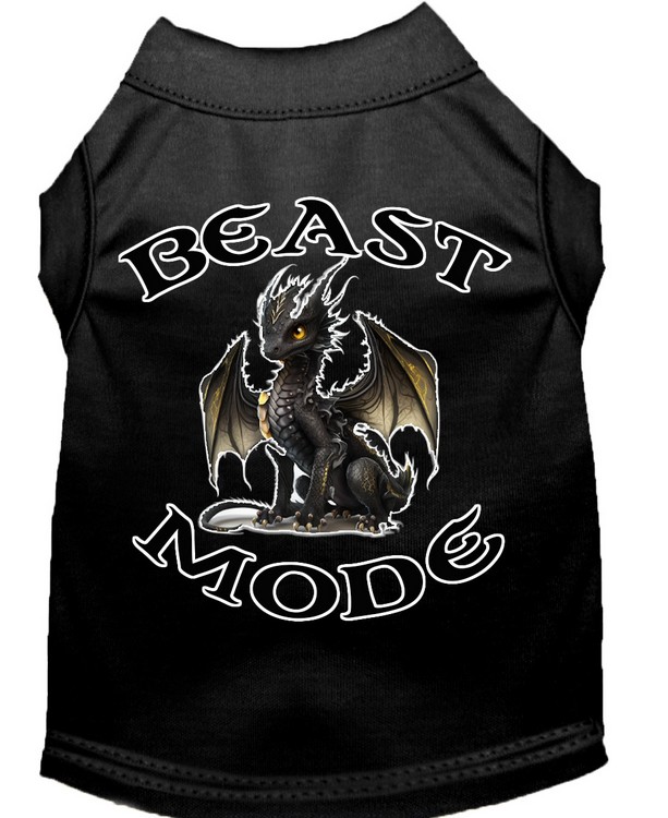 Beast Mode Dragon Screen Print Dog Shirt Black XS (8)